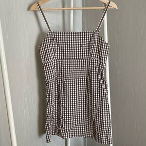 Cooperative Brown and White Gingham Mini Dress